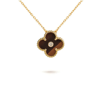 [Leaves]15MM CLOVER FLOWER DIAMOND PENDANT NECKLACE COLLECTION