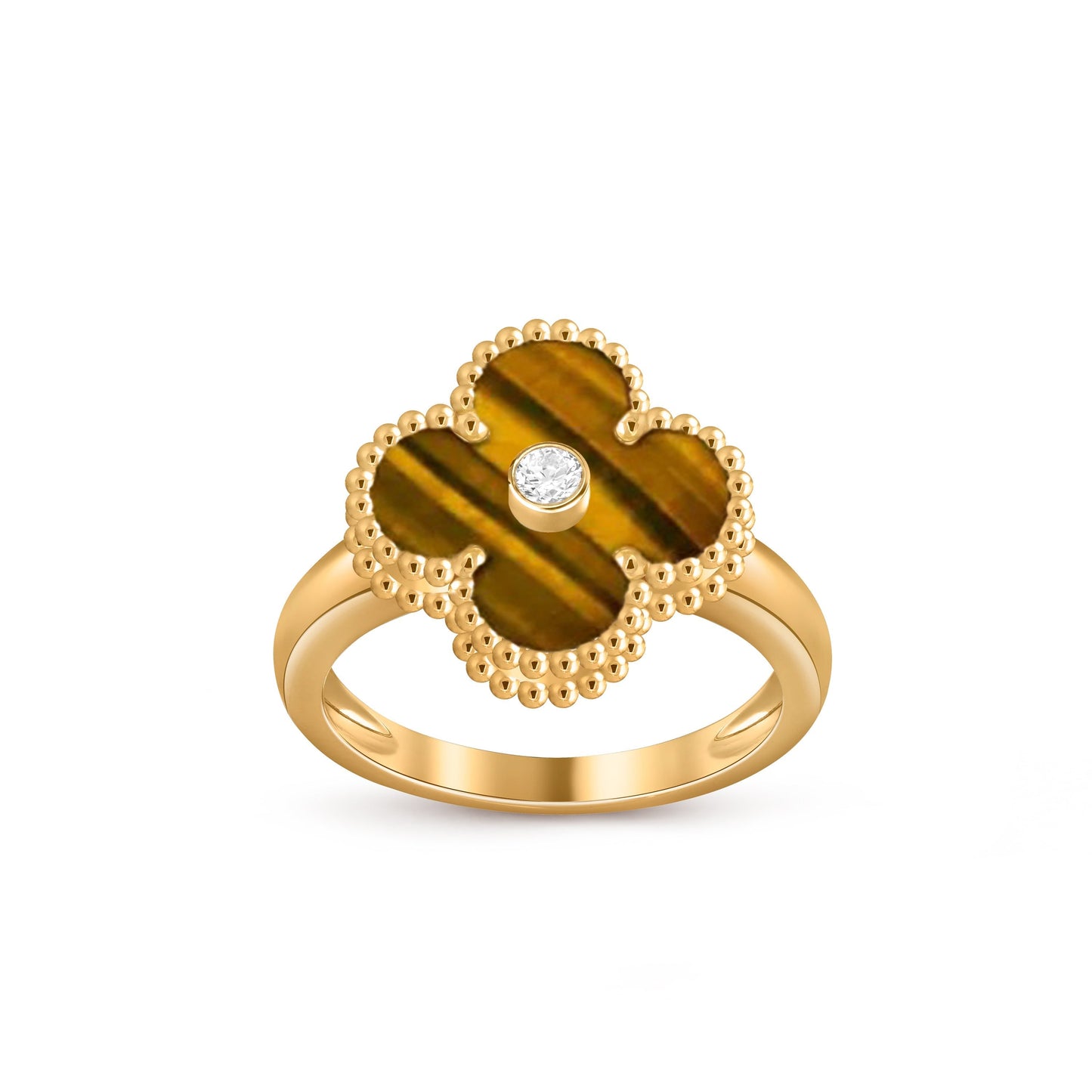 [Leaves]LUCKY CLOVER DIAMOND-ACCENT GOLD RING COLLECTION