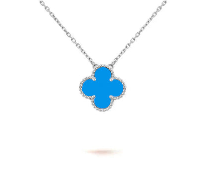 [Leaves]15MM CLOVER FLOWER PENDANT NECKLACE WHITE GOLD COLLECTION