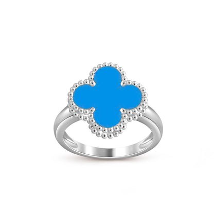 [Leaves]LUCKY CLOVER VINTAGE WHITE GOLD RING COLLECTION
