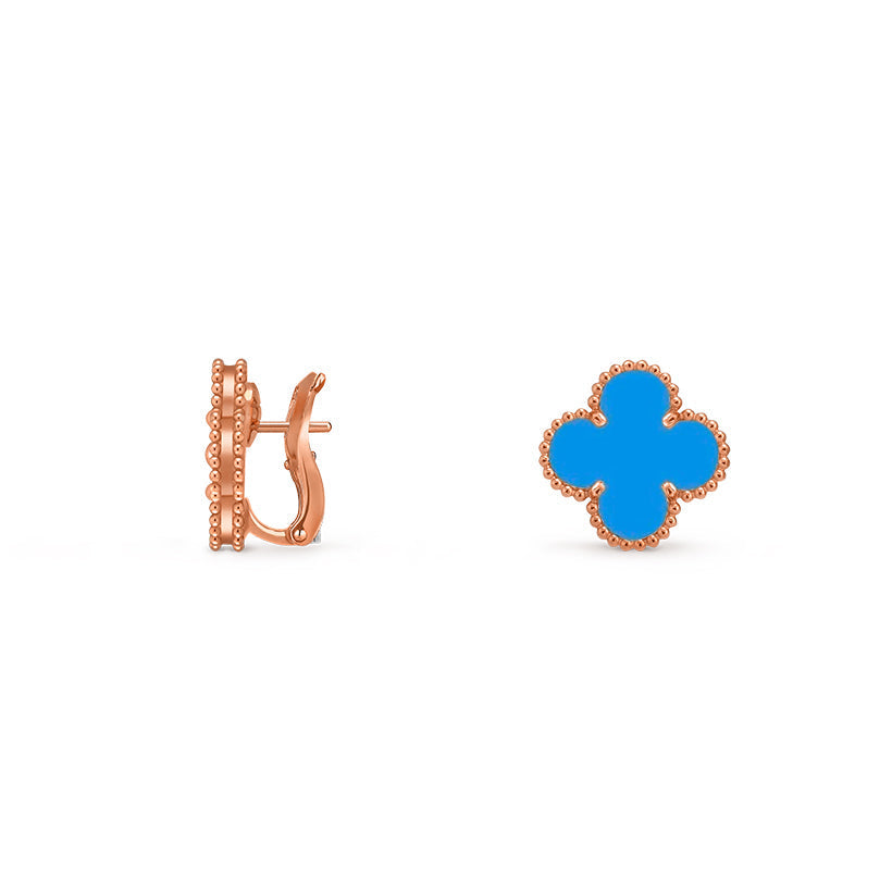 [Leaves]15MM CLOVER FLOWER STUD EARRINGS ROSE GOLD COLLECTION