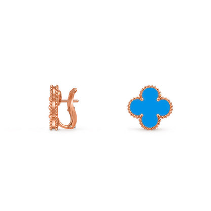 [Leaves]15MM CLOVER FLOWER STUD EARRINGS ROSE GOLD COLLECTION