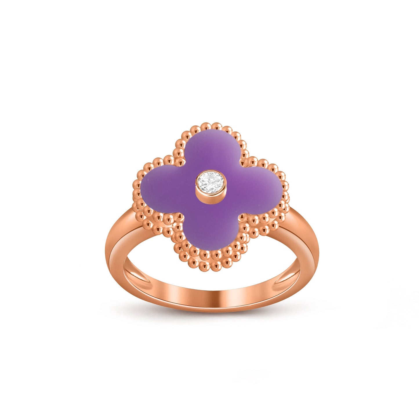 [Leaves]LUCKY CLOVER DIAMOND-ACCENT ROSE GOLD RING COLLECTION