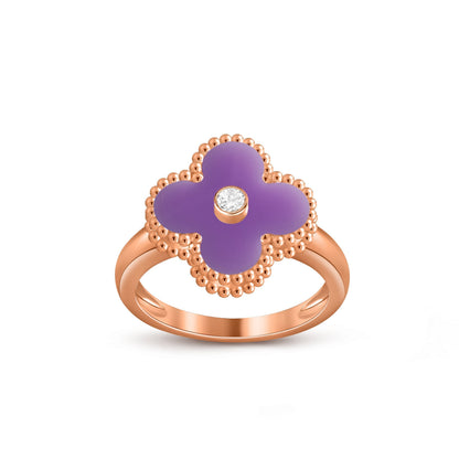 [Leaves]LUCKY CLOVER DIAMOND-ACCENT ROSE GOLD RING COLLECTION
