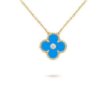 [Leaves]15MM CLOVER FLOWER DIAMOND PENDANT NECKLACE COLLECTION