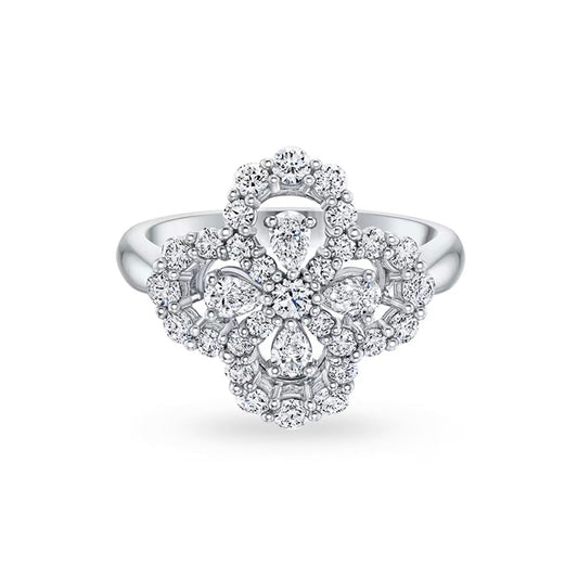 [Leaves]LOOP RING FULL MOTIF DIAMOND 16MM SILVE