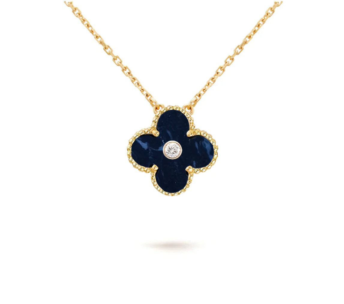 [Leaves]15MM CLOVER FLOWER DIAMOND PENDANT NECKLACE COLLECTION
