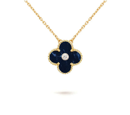 [Leaves]15MM CLOVER FLOWER DIAMOND PENDANT NECKLACE COLLECTION