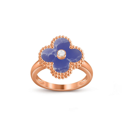 [Leaves]LUCKY CLOVER DIAMOND-ACCENT ROSE GOLD RING COLLECTION