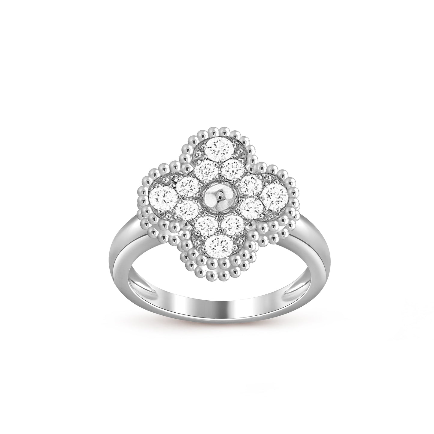 [Leaves]LUCKY CLOVER VINTAGE WHITE GOLD RING COLLECTION