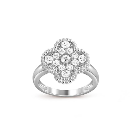 [Leaves]LUCKY CLOVER VINTAGE WHITE GOLD RING COLLECTION