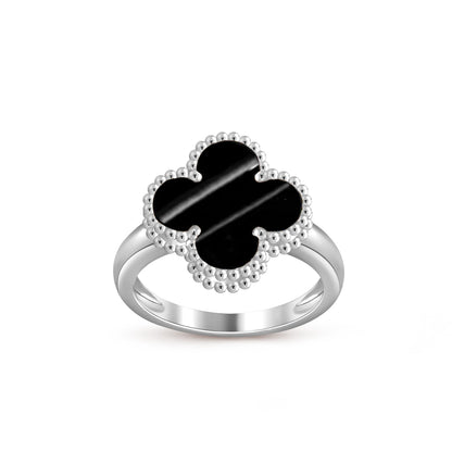 [Leaves]LUCKY CLOVER VINTAGE WHITE GOLD RING COLLECTION