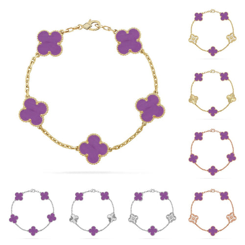 [Leaves]LUCKY CLOVER 5-MOTIF BRACELET - VIOLET COLLECTION