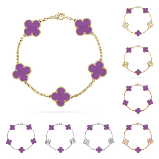 [Leaves]LUCKY CLOVER 5-MOTIF BRACELET - VIOLET COLLECTION