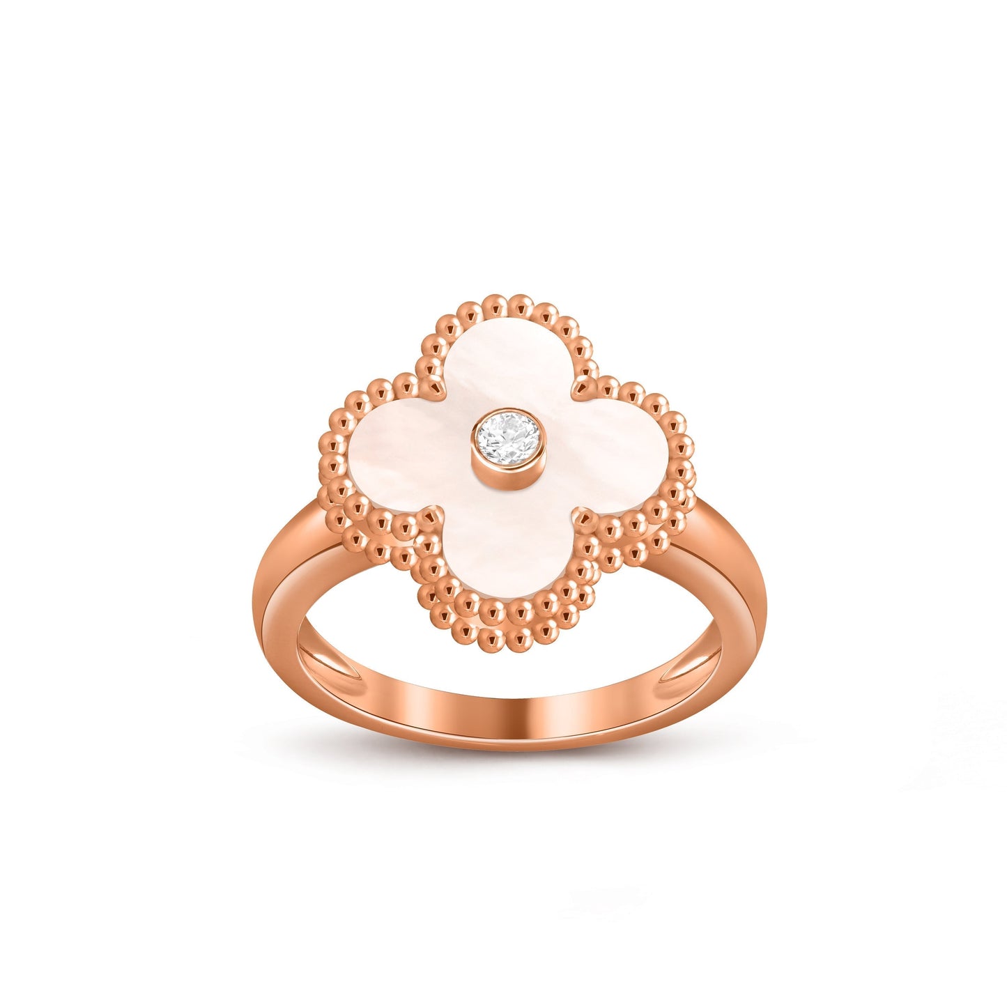 [Leaves]LUCKY CLOVER DIAMOND-ACCENT ROSE GOLD RING COLLECTION