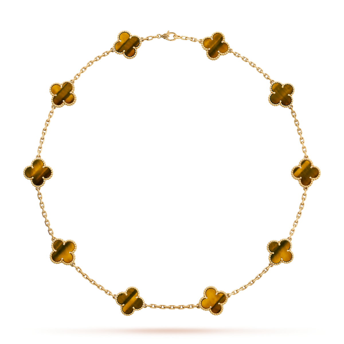 [Leaves]CLOVER 10 MOTIFS TIGER EYE NECKLACE