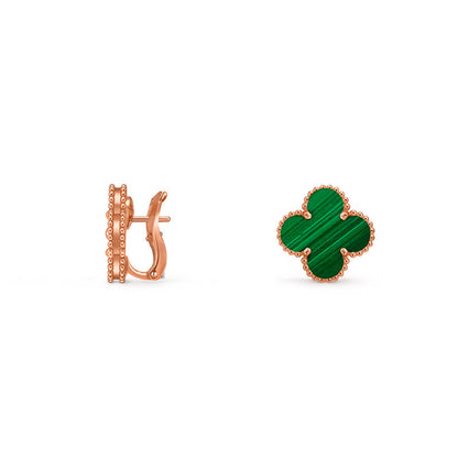 [Leaves]15MM CLOVER FLOWER STUD EARRINGS ROSE GOLD COLLECTION
