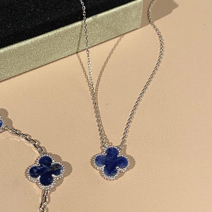 [Leaves]CLOVER 15MM PIETERSITE NECKLACE SILVER