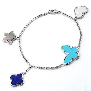 [Leaves]LUCKY SPRING SILVER BRACELET 4 MOTIF