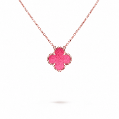 [Leaves] NEW CLOVER 15MM PINK ENAMEL NECKLACE
