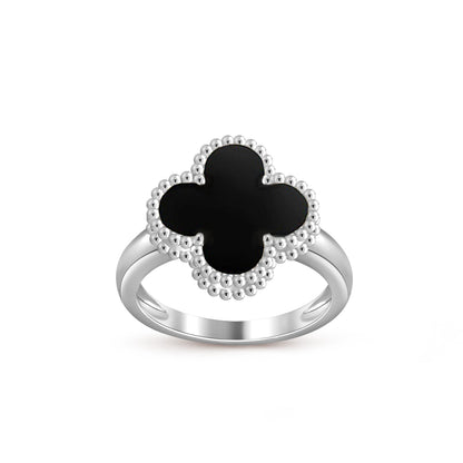 [Leaves]LUCKY CLOVER VINTAGE WHITE GOLD RING COLLECTION