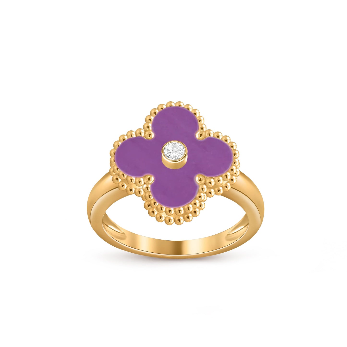 [Leaves]LUCKY CLOVER DIAMOND-ACCENT GOLD RING COLLECTION