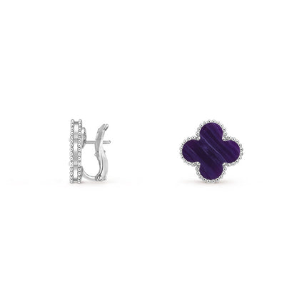 [Leaves]15MM CLOVER FLOWER STUD EARRINGS WHITE GOLD COLLECTION