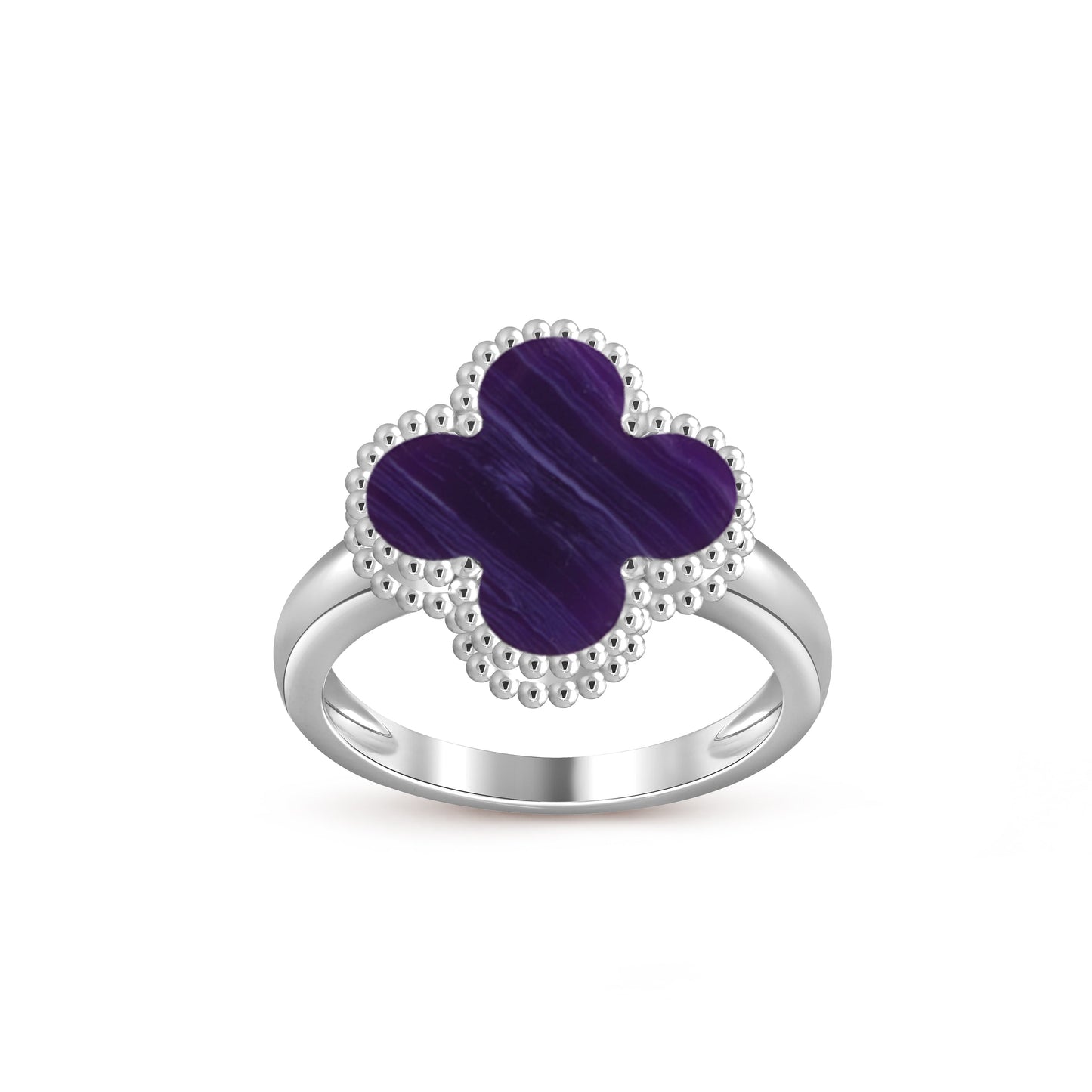 [Leaves]LUCKY CLOVER VINTAGE WHITE GOLD RING COLLECTION