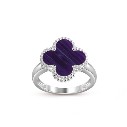[Leaves]LUCKY CLOVER VINTAGE WHITE GOLD RING COLLECTION