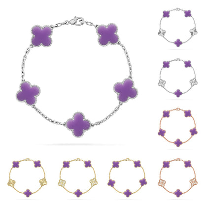 [Leaves]LUCKY CLOVER 5-MOTIF BRACELET - LAVENDER COLLECTION