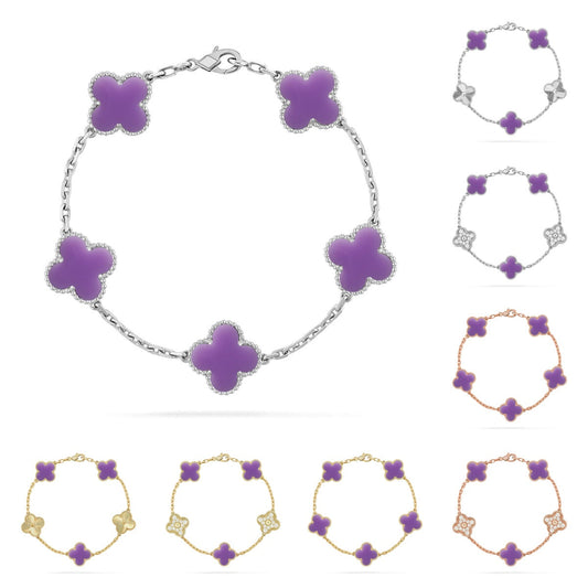 [Leaves]LUCKY CLOVER 5-MOTIF BRACELET - LAVENDER COLLECTION