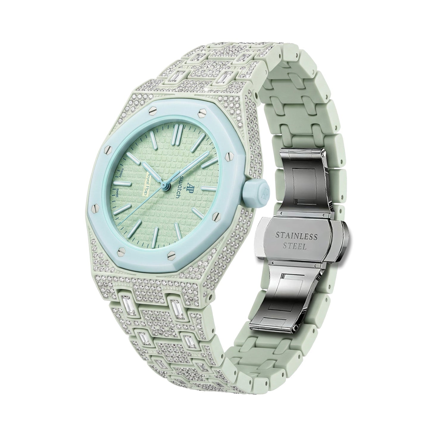 [Leaves]Royal Oak Pop Exclusive Bioceramic Case & Bioceramic Strap Full Diamond