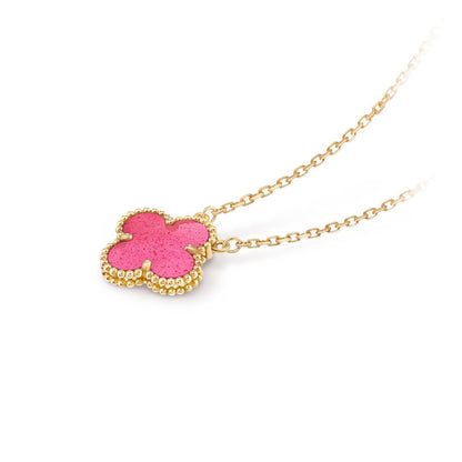 [Leaves] NEW CLOVER 15MM PINK ENAMEL NECKLACE