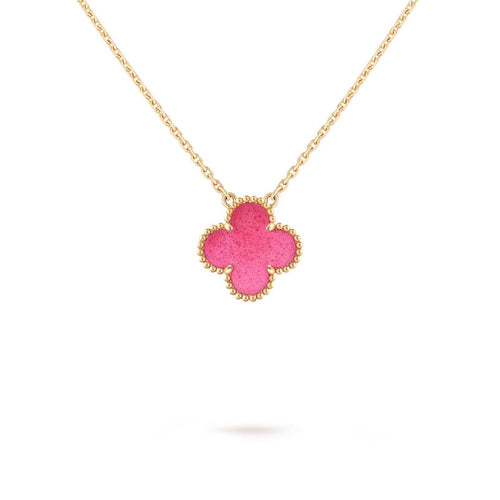 [Leaves] NEW CLOVER 15MM PINK ENAMEL NECKLACE