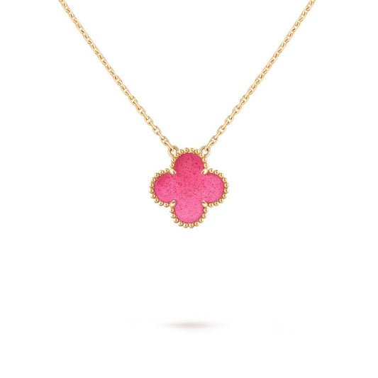 [Leaves] NEW CLOVER 15MM PINK ENAMEL NECKLACE