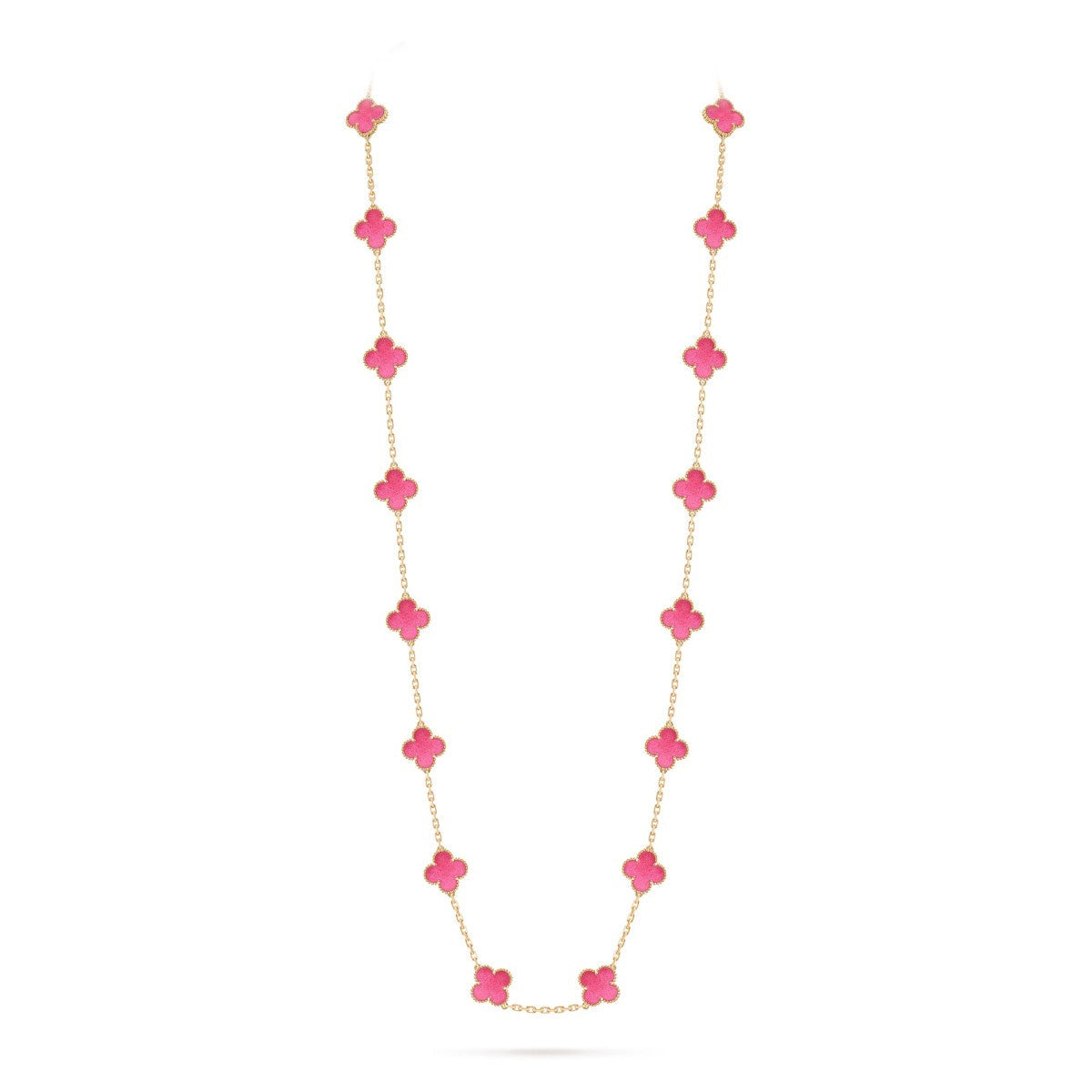 [Leaves] NEW CLOVER 20 MOTIFS PINK ENAMEL NECKLACE