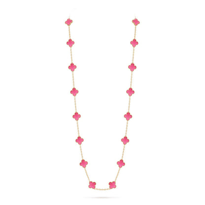 [Leaves] NEW CLOVER 20 MOTIFS PINK ENAMEL NECKLACE