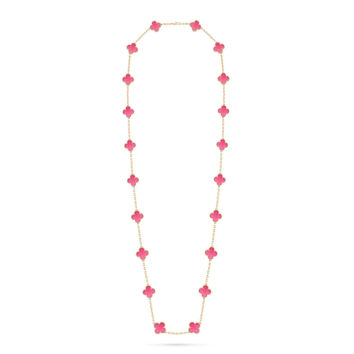 [Leaves] NEW CLOVER 20 MOTIFS PINK ENAMEL NECKLACE