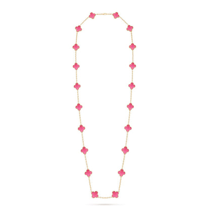 [Leaves] NEW CLOVER 20 MOTIFS PINK ENAMEL NECKLACE