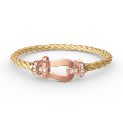 [Leaves]FORCE LARGE HORSESHOE HALF DIAMOND BRACELET - ROSE GOLD