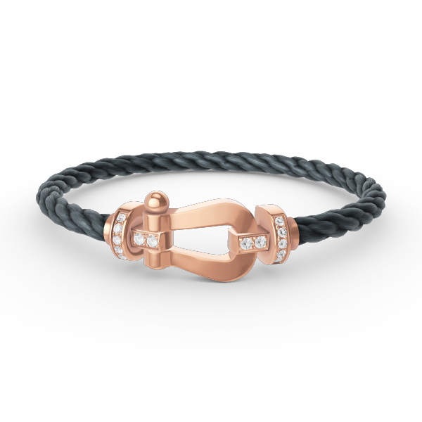 [Leaves]FORCE LARGE HORSESHOE HALF DIAMOND BRACELET - ROSE GOLD