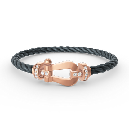 [Leaves]FORCE LARGE HORSESHOE HALF DIAMOND BRACELET - ROSE GOLD