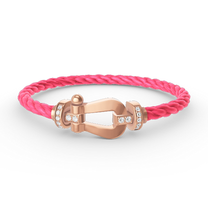 [Leaves]FORCE LARGE HORSESHOE HALF DIAMOND BRACELET - ROSE GOLD