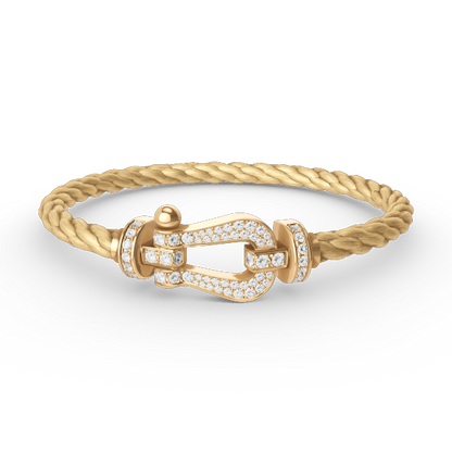 [Leaves]FORCE LARGE HORSESHOE FULL DIAMOND BRACELET - GOLD