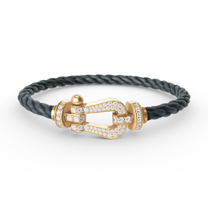 [Leaves]FORCE LARGE HORSESHOE FULL DIAMOND BRACELET - GOLD
