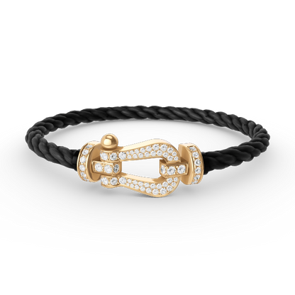 [Leaves]FORCE LARGE HORSESHOE FULL DIAMOND BRACELET - GOLD