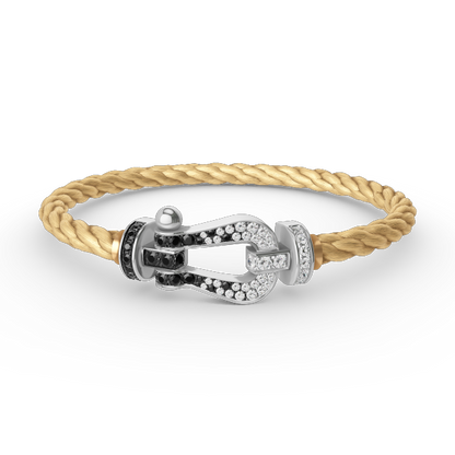 [Leaves]FORCE LARGE HORSESHOE BLACK & WHITE DIAMOND BRACELET - WHITE GOLD