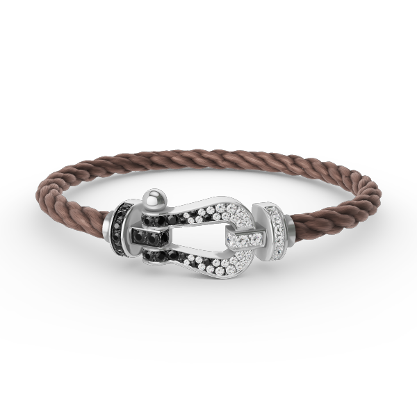 [Leaves]FORCE LARGE HORSESHOE BLACK & WHITE DIAMOND BRACELET - WHITE GOLD