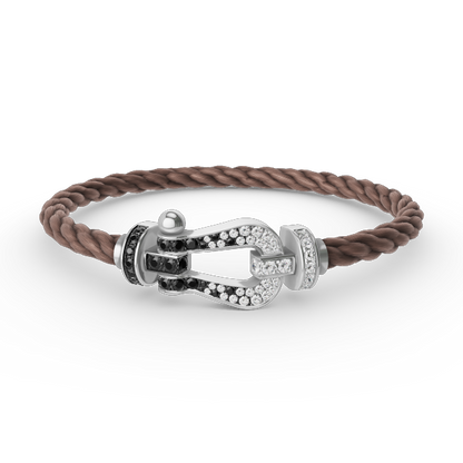 [Leaves]FORCE LARGE HORSESHOE BLACK & WHITE DIAMOND BRACELET - WHITE GOLD