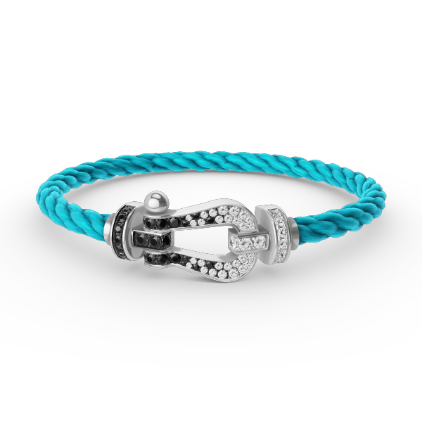 [Leaves]FORCE LARGE HORSESHOE BLACK & WHITE DIAMOND BRACELET - WHITE GOLD